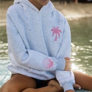 Pink Palm Puff Hoodie - Heather Cloud Size Small New in Box